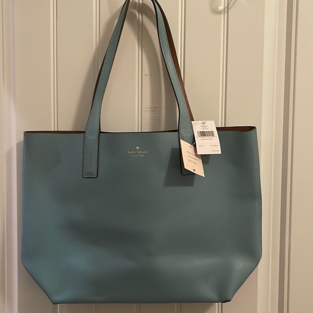 Kate Spade large Reversible Blue/Brown tote NWT